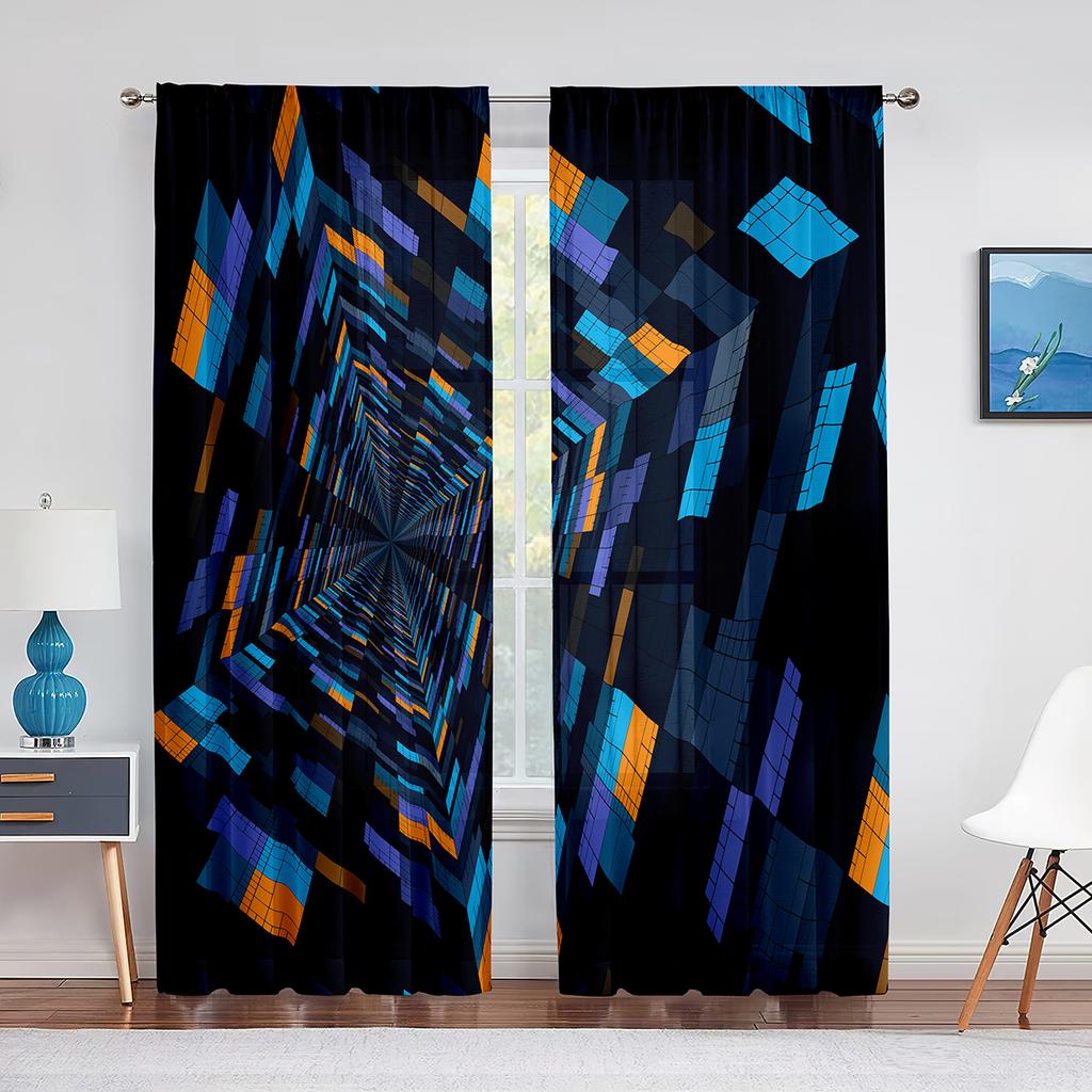 Dungi abstracte iluzie optică alb negru perdea din voal transparent pentru sufragerie dormitor perdele moderne din tul draperii