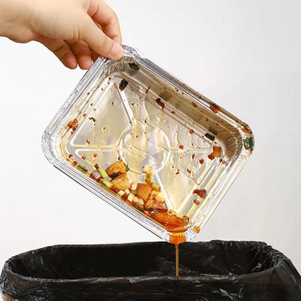 10PCS Con Tapas Contenedores de Comida de Aluminio Cuadrados Bowl para Barbacoa Nuevos Moldes para Hornear Para Llevar