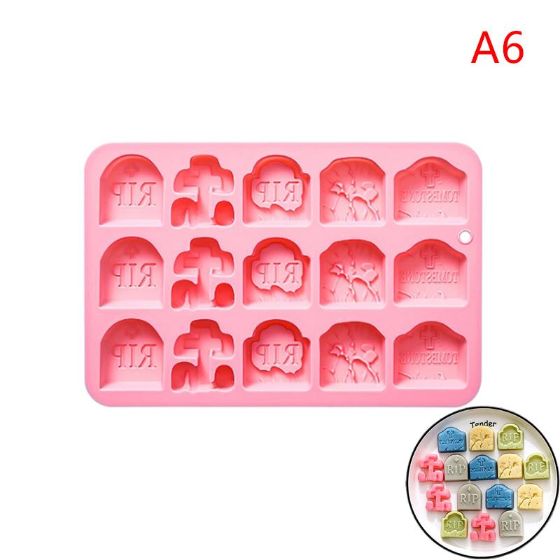 Halloween Silicone Mold Ghosts Pumpkins Bats Haunted Houses Tombstones Designs Baking Mold Chocolate Cakes Soaps Cookies Mold