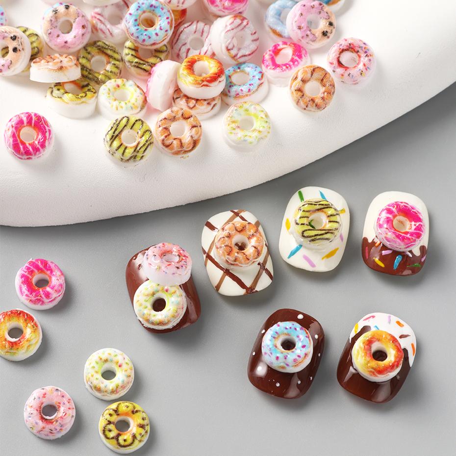 Xiaomi 50/100pcs Sweet Doughnut Nail Charms Colorful Kawaii Nail Art Decorations Studs Parts Flatback Jewelry Manicure Nail Accessories