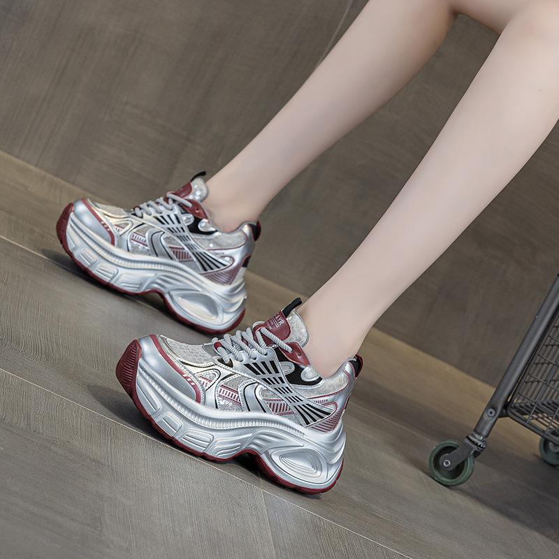 Fashion 9CM Women Spring Summer Air Mesh Shoes Mules Shoes Vulcanize Chunky Sneakers Microfiber Platform Wedge Hollow Slides Sandals