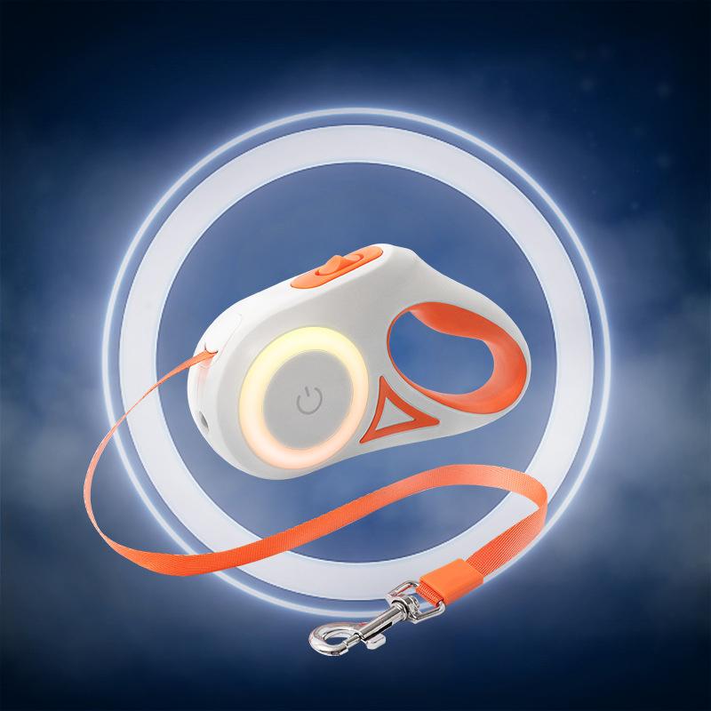 3M/5M Automatisch Intrekbaar Hondentuig met Zaklamp, LED Gloeiend Nachtelijk Wandelriem, Duurzaam Nylon Buitenriem voor Hond