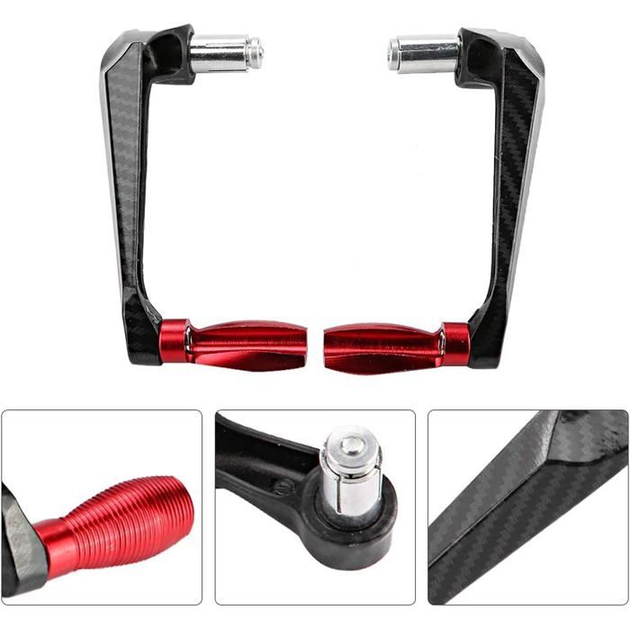 Protections de levier de moto, protecteur de frein de guidon de moto universel en alliage d'aluminium de 7/8 pouces(rouge)