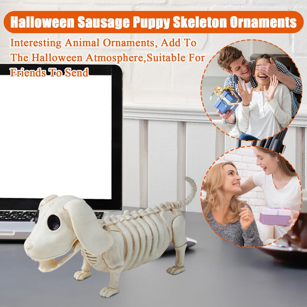 Halloween Sausage Puppy Skeleton Ornaments, Interesting Animal Ornaments, Add To The Halloween Atmosphere,Suitable For Friends To Send