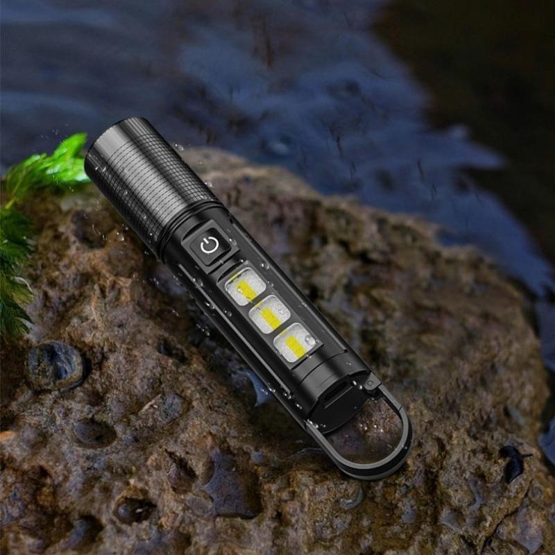 Multifunctional P50 Flashlight with Zoom, Strong Light, Telescopic Focus, Multifunctional Hole Exploration Patrol Keychain TYPE-C Charging