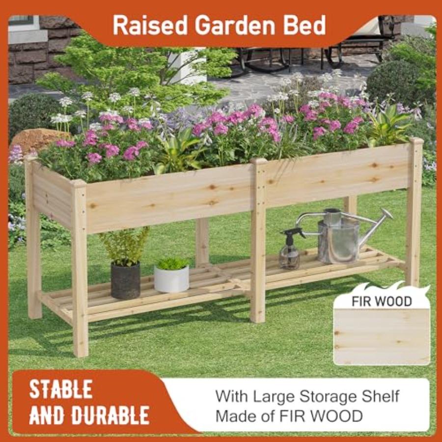 Raised Garden Bed with Legs Elevated Wood Planter Box for Planting Vegetables Flowers Garden Patio Balcony Outdoor Garden Beds