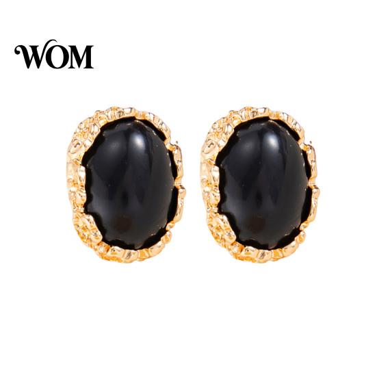 Commuter Accessories for Office 1 Pair Vintage Oval Stud Earrings Women, Retro Statement Lightweight Jewelry Women Gemstone Earrings, Gold Frame