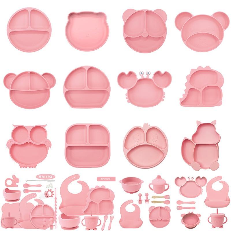1 Stück 20 x 20 x 3 cm süßes Bären-Babynahrungsergänzungsgeschirr – hochwertiger Silikon-Saugnapf-Teller, sturzsichere Schüssel
