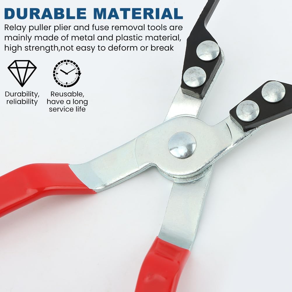 Relay Puller Pliers & Fuse Removal Tool Set, Universal Automotive Fuse & Relay Remover, Metal and Plastic, Ergonomic Grip, Pliers(COLOR:As shown)