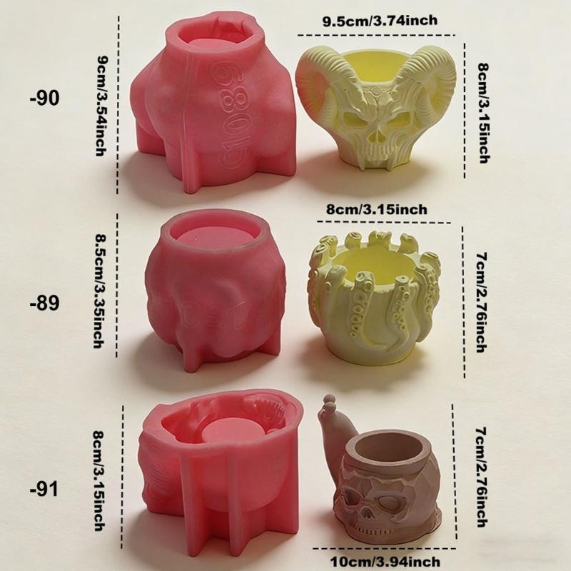 Handmade Snail Octopuses Pen Holder Silicone Mould With Skull Goat Designs Great For Enthusiasts