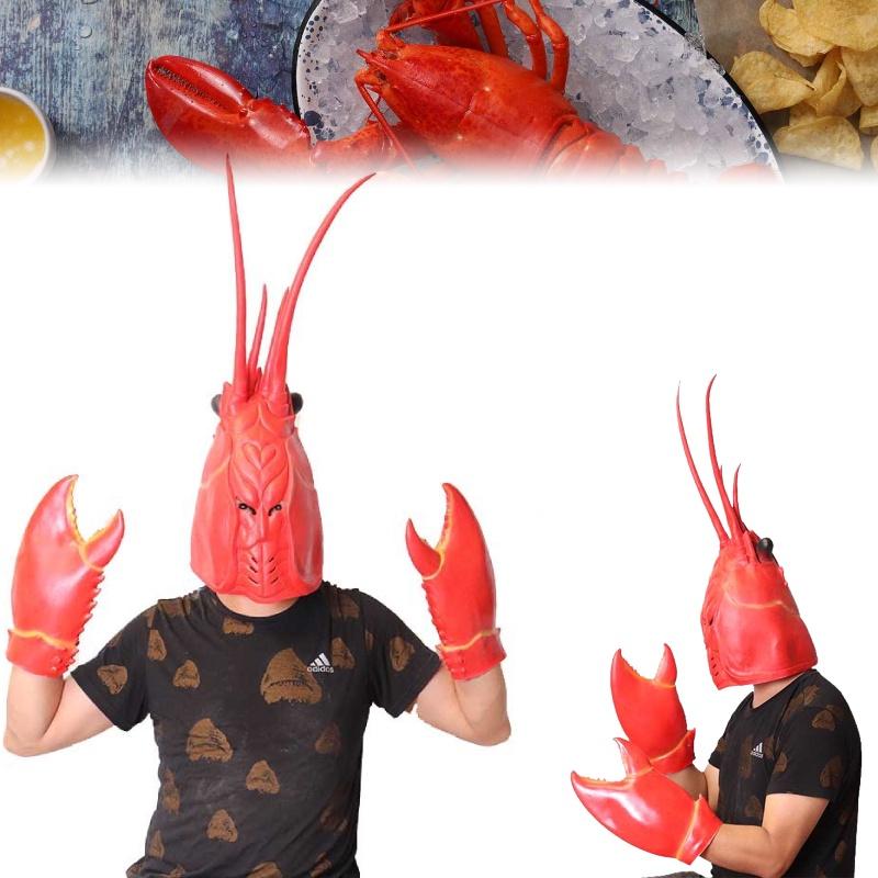 Colorful Dragon Lobster Headpiece Clawed Latex Gloves For Theatrical Performances Unique Cosplay Props