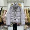 Short horn buckle down jacket women's new white duck down bread jacket stand-up collar loose winter coat