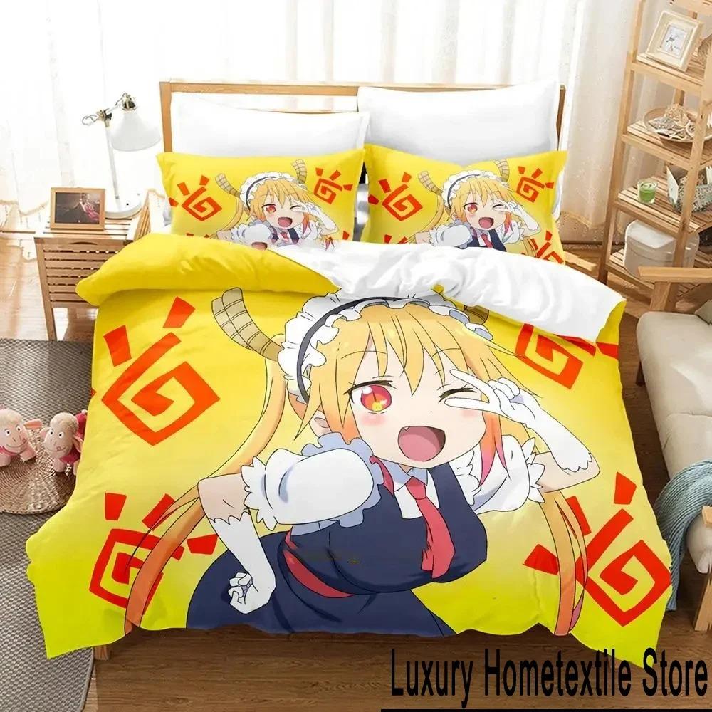 Anime Miss Kobayashi's Dragon Maid Bedding Set Duvet Cover Bed Set Quilt Cover Pillowcase Comforter King Queen Size Boys Adult