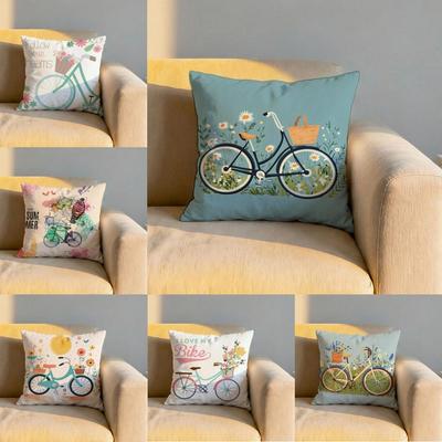 Country Flower Bicycle Cushion Cover Soft Reversible Durable Pillow Cover MultiScene Use for Home Car Daily Comfort
