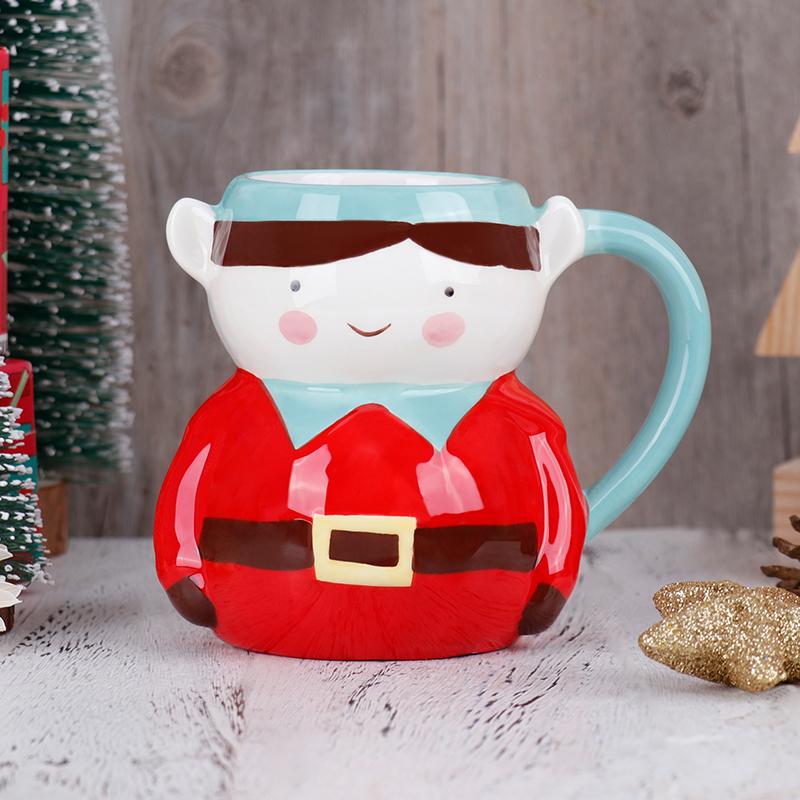 

Christmas 3D Elf Ceramic Mug 470ml Festive Coffee Tea Cup Xmas Gift for Home Office Holiday Decor 401-500ml