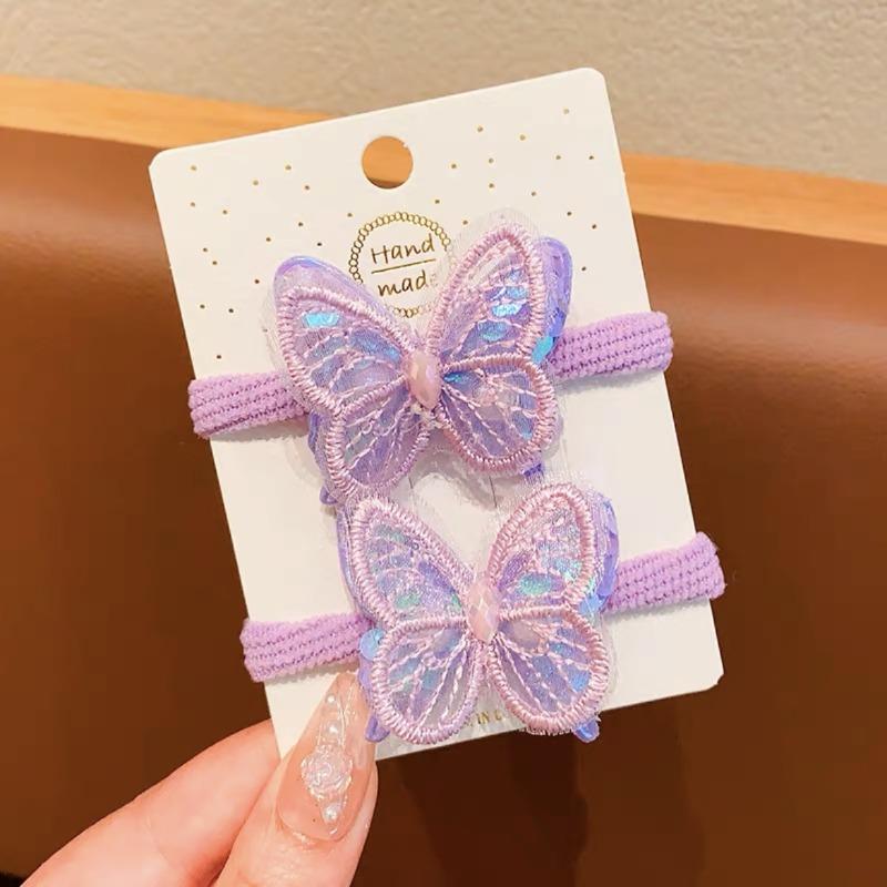 Children's Hair Tie   Sequined Butterfly Hair Tie High Elasticity and No Damage To Hair  Towel Ring  Candy-colored Hair Ring and Hair Accessory