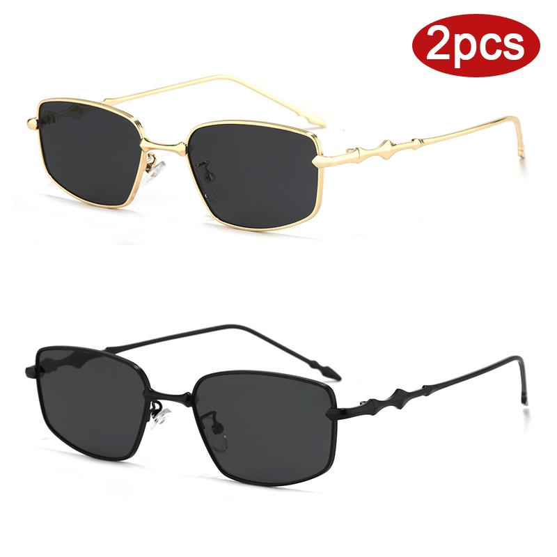 Protective Glasses 2pcs Simple Square Anti Blue Light Irregular Eyewear High-End with Metal Frame Narrow Frame Eyeglasses Frames