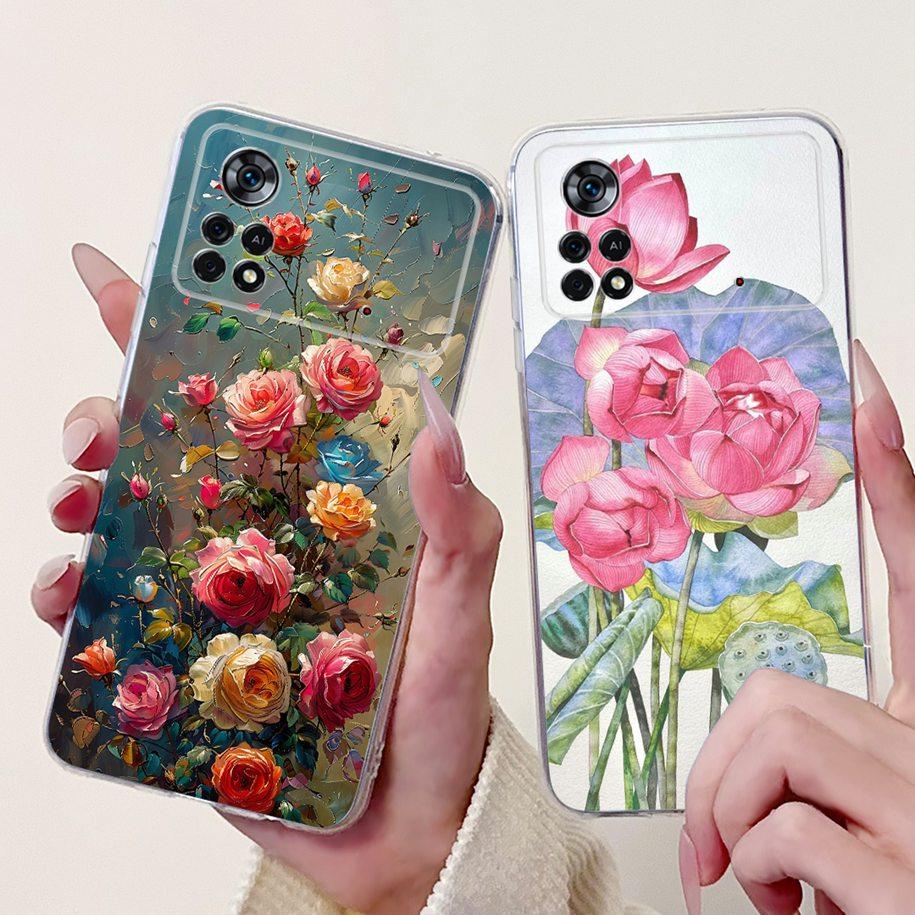 For Xiaomi Poco X4 Pro 5G Case 2201116PG Funda New Fashion Flower Bowknot Soft Clear Silicone Bumper For Xiomi Poco X4 Pro Coque