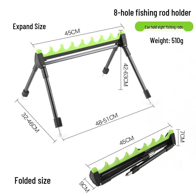 Fishing Rod Support: Four-Legged, Foldable Stand for Sea and River Fishing with EVA Grips
