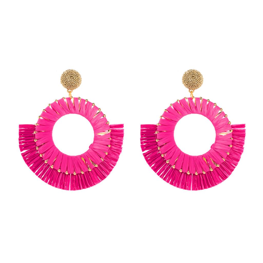 Boho Chic Rattan gewebte Ohrringe mit Vintage und lässigem Stil für den Urlaub