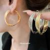 18k Gold-Plated Silver Cross Geometric Hoop Earrings - High-End Fashion for Women