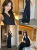 Vintage Chic Set: V-Neck Vest & Wide-Leg Pants, Two-Piece Ensemble