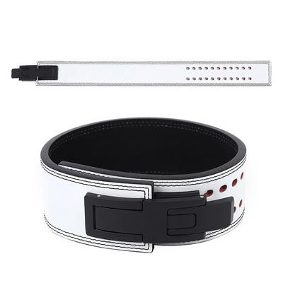 Ceinture de fitness fixe en cuir de vache avec traction dure pour hommes et femmes, ceinture de protection à boucle rapide pour l'entraînement au squat et à l'haltérophilie