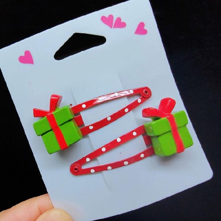 Beliebte Weihnachts-Haarspange Rutschfest Starker Clip Weihnachtsmotiv-Designs Für Frauen und Kinder Alltags-Haarschmuck 1 Paar