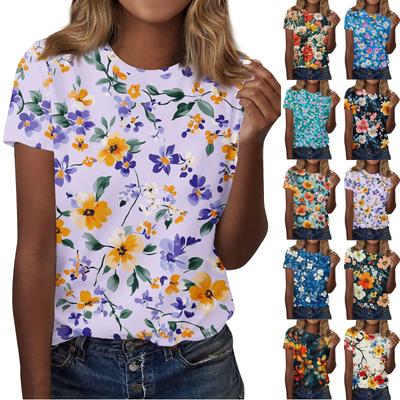 Damenmode Lässig Bedrucktes Rundhals Kurzarm T-Shirt Top T-Shirt Oberteil