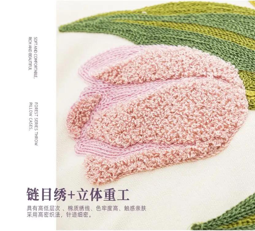 Nordic Ins Style Towel Embroidered Flower Pillowcase Cover for Family Sample Rooms Living Rooms Sofas Pillows Cover Car Backrest