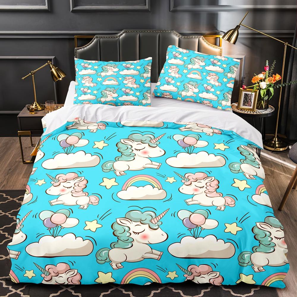 Magical Unicorn Bedding Sets Quilt Bed Cover Comforter Duvet Cover Pillow Case 2-3 Pieces Sets Kids Adult Bedroom Decoration