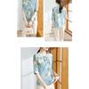Women Button Summer Short Sleeved Silk Blouse Women's Elegant Loose Flower Retro Print T Shirt