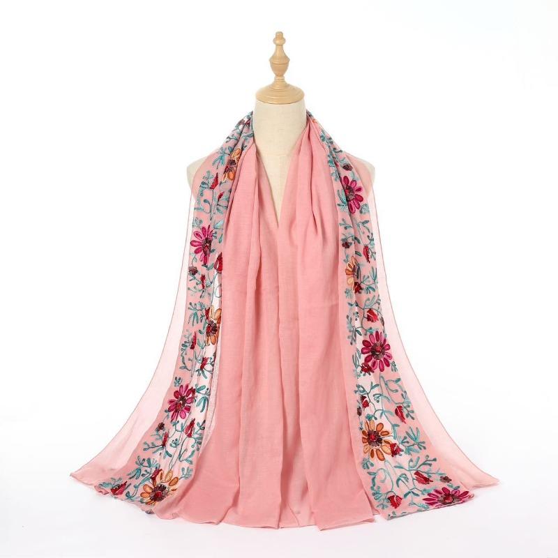 Womens Ethnic Style Embroidered Summer Sun Protection Shawl Scarf