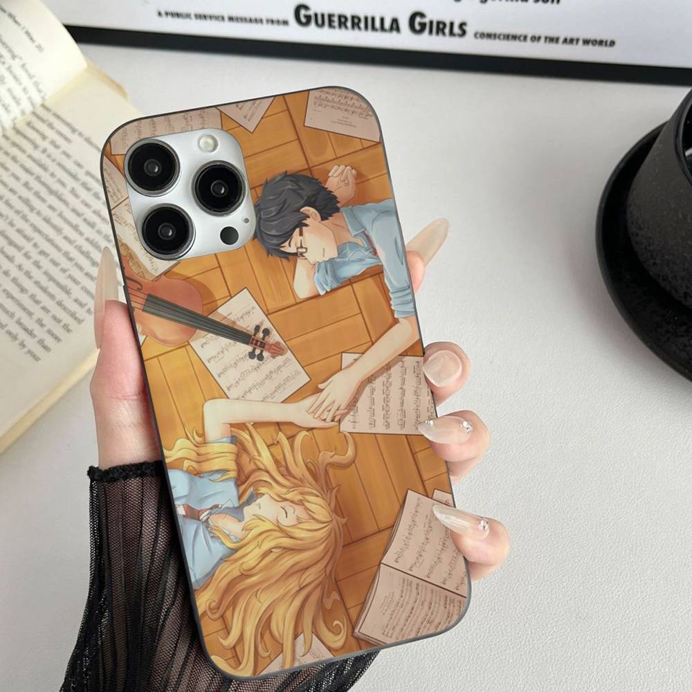 Amine Y-Your Lie In Aprils Soft Corrugated Transparent Phone Case For iPhone 17 15 16 11 12 13 14 Pro Max Plus Pro