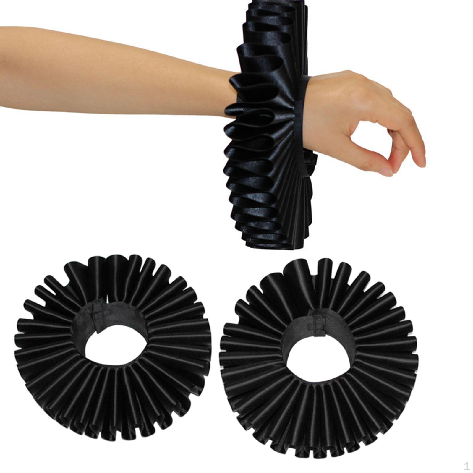 

Ruffled Wrist Cuffs Costume Accessories Sleeve Dress up Kit Detachable Set for Cosplay Tale Queen чорний