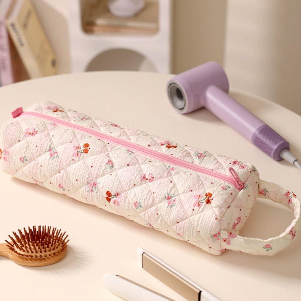 Flower Pattern Hair Dryer Storage Bag Sweet Cosmetic Bag  Beauty Tools Organization