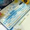 Amusement Park Keycap Wooting Keyboard Keycaps Cherry Pbt Five-Sided Thermal Sublimation Blue Cute Cat Keycap