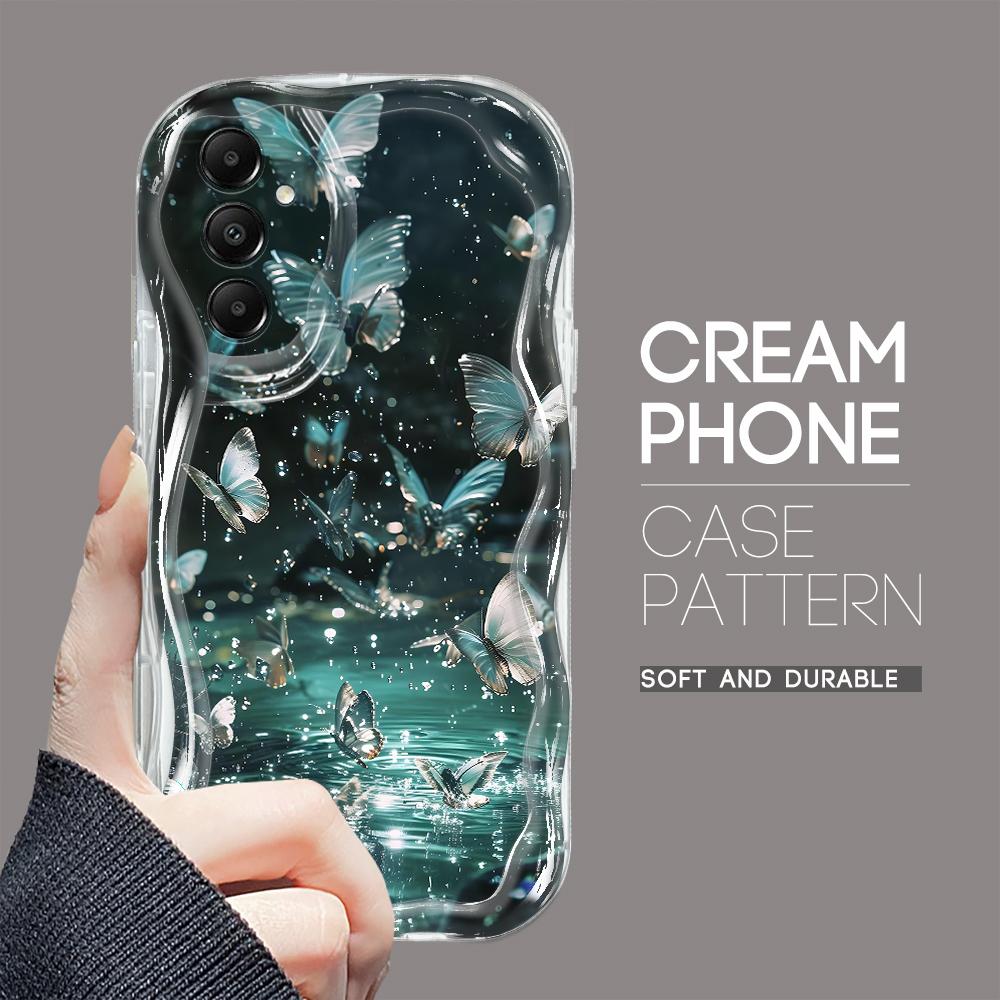 Cute Cartoon Pattern Cream Texture Casing Wavy Edge Soft Silicone Cover Phone Case for Samsung