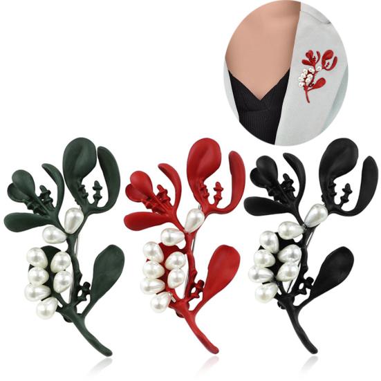 

Women Imitation Pearl Leaf Plant Brooch Pin Corsage Shirt Suit Lapel Accessory