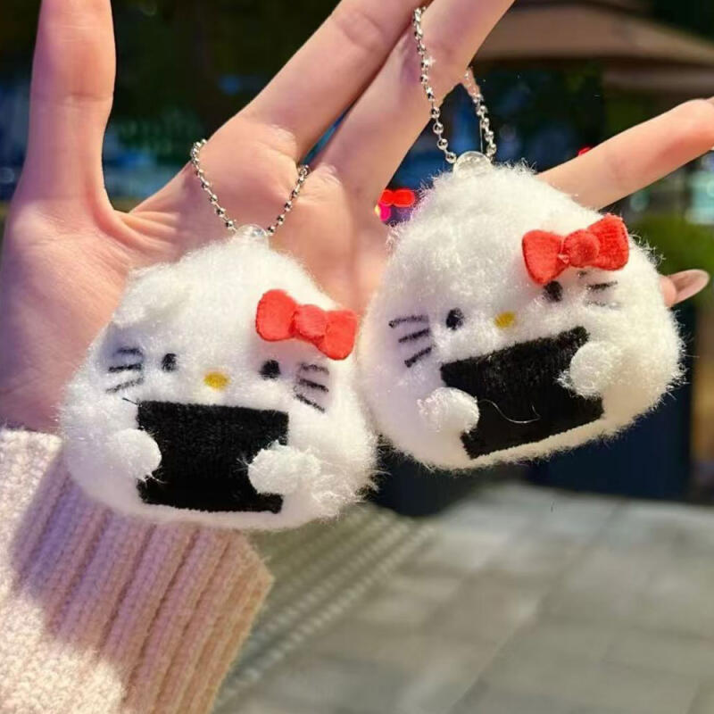 Hello Kitty Triangle Kimbap Onigiri Rice Ball Doll Keychain Kitty Triangle Kimbap Keychain