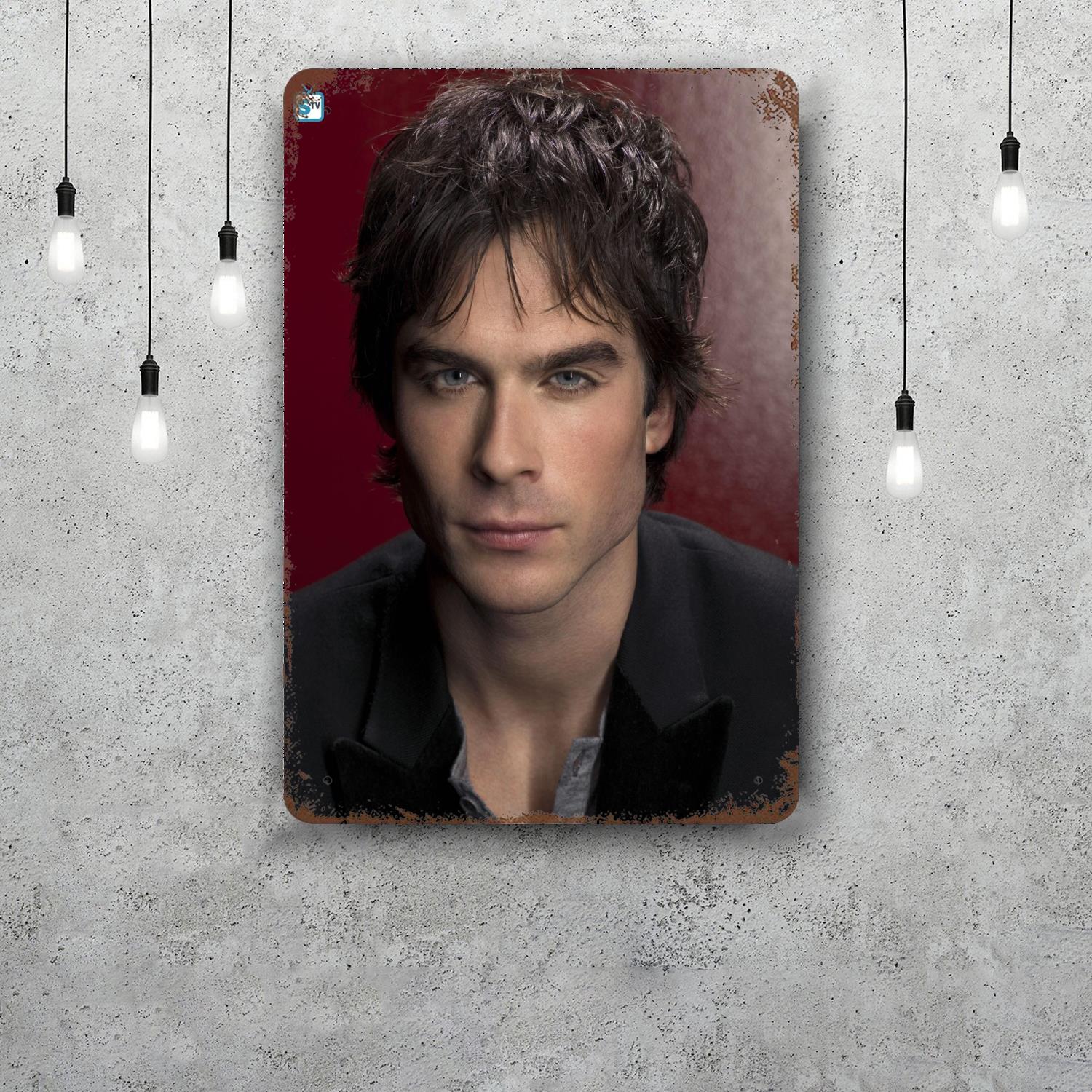 

damon salvatore Decor Poster Vintage Tin Sign Metal Sign Decorative Plaque for Pub Bar Man Cave Club Wall Decoration 20x30cm（7.8x11.8inch）