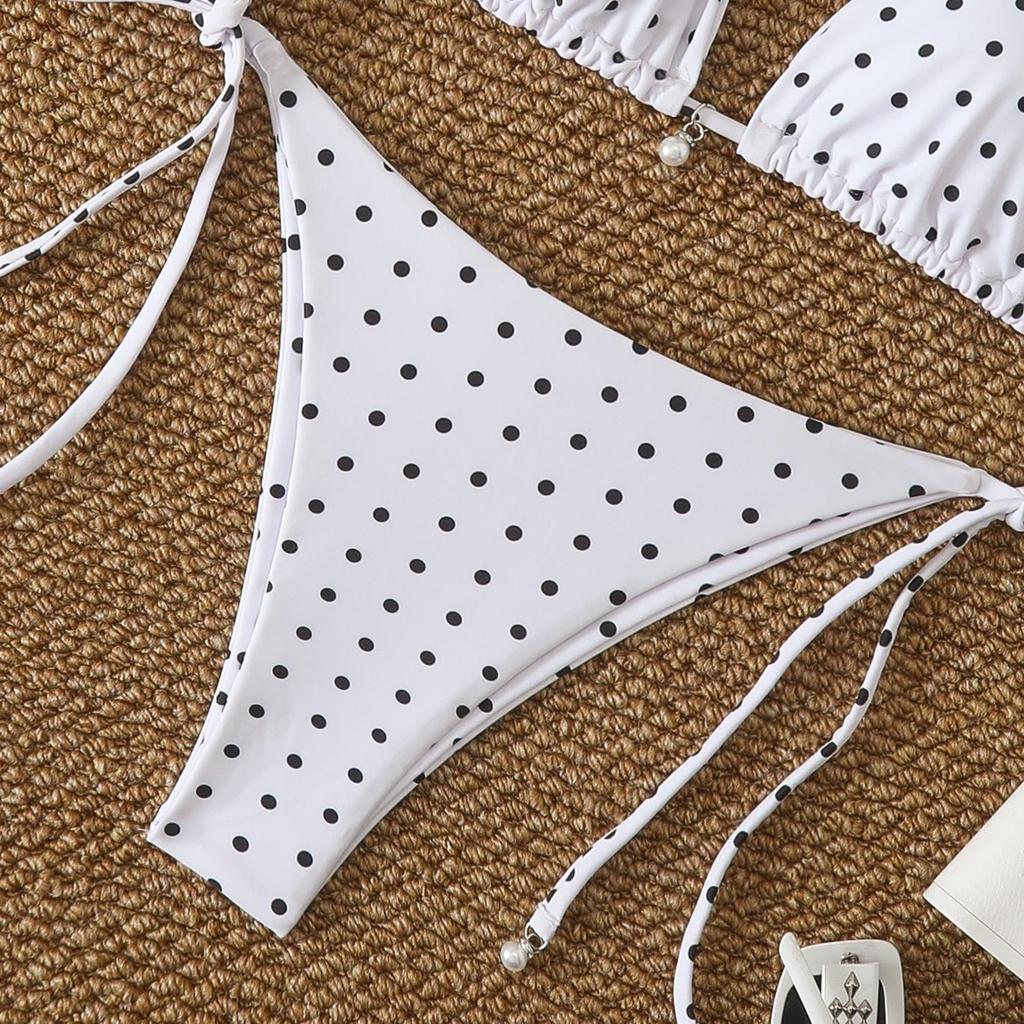 2026 Women's Sexy Polka Dot Backless Lace-up Bikini Swimsuit
