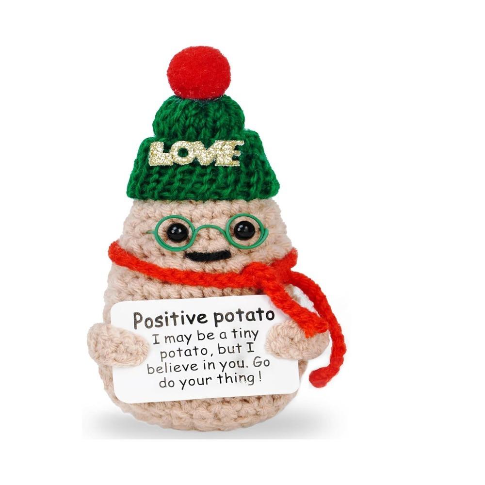 

Mini Positive Energy Doll Handmade Plush Doll Toys New Desktop Ornament for Gifts Green Hat Potato