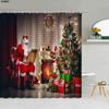 Christmas Shower Curtain Sets Vintage Red Truck Xmas Ball Pine Tree Snowman Winter New Year Gift Bathroom Decor Bath Curtains