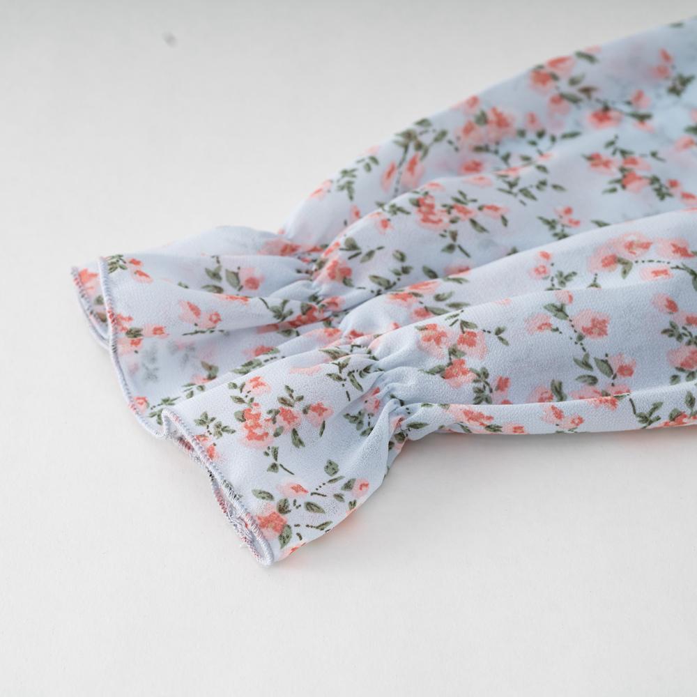 Dámské podzimní elegantní dlouhé potištěné šaty s lucernou s rukávem a vysokým pasem