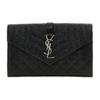 Ysl Monogram Silver Logo Chain Shoulder Strap Quilted Magnetic Closure Leather Wallet Crossbody Bag Women Bags Black 620280-BOW92-1000