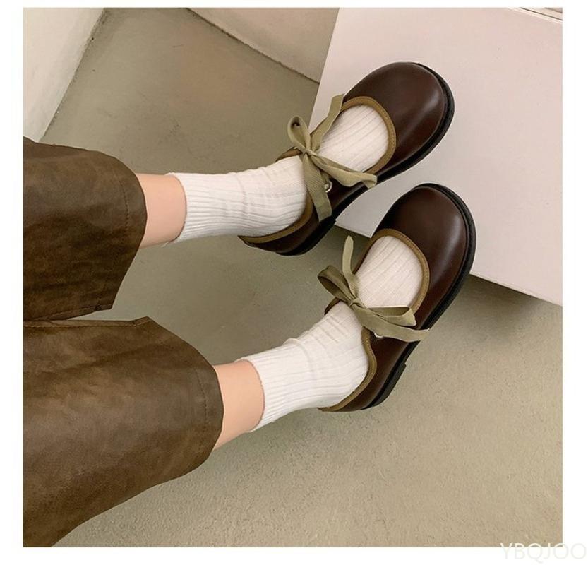 Fashion 2025 New Thick Bottom Round Head Low Heel Shallow Mouth with Skirt Single Shoes for Women in Autumn Simple Comfortable