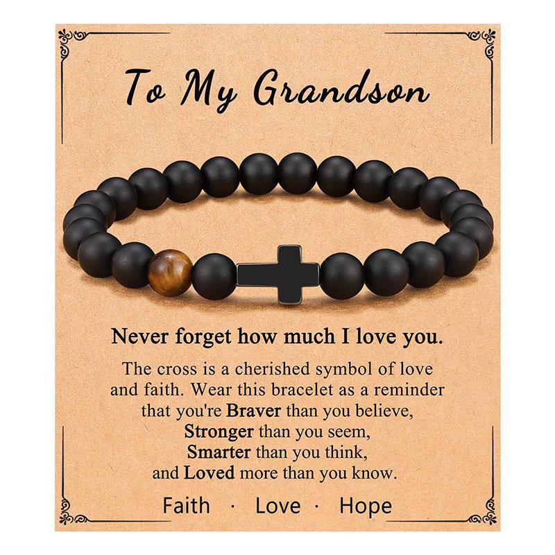 To Mens Boys Gifts Cross Bracelet for Son, Grandson, Dad, Godfather, Men Birthday Graduation Retirement Christmas Christian Gift for Teens Boys Men