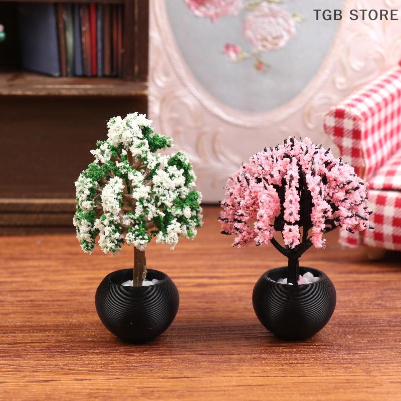 2Pcs 1/12 Flower Pot Model Doll Home Miniature Potted Plants Garden Ornament Micro Scene Decoration Toy