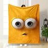 Two Large, Round Eyes and a Small Curved Mouth On a Yellow Background. for All Seasons Blanket Lunch Break Throw Gift